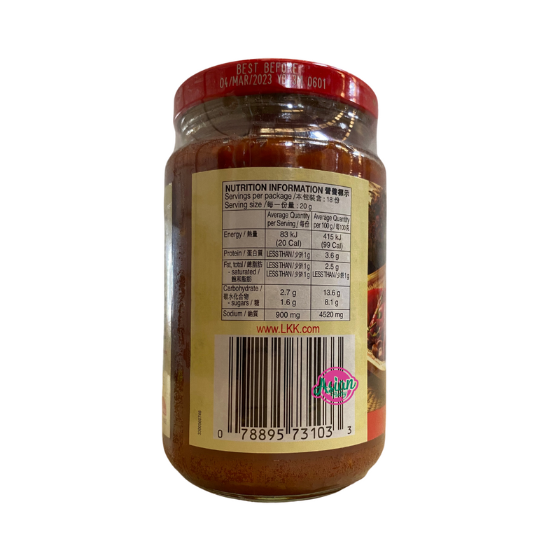 Lee Kum Kee Chilli Bean Sauce 368g Nutritional Information & Ingredients