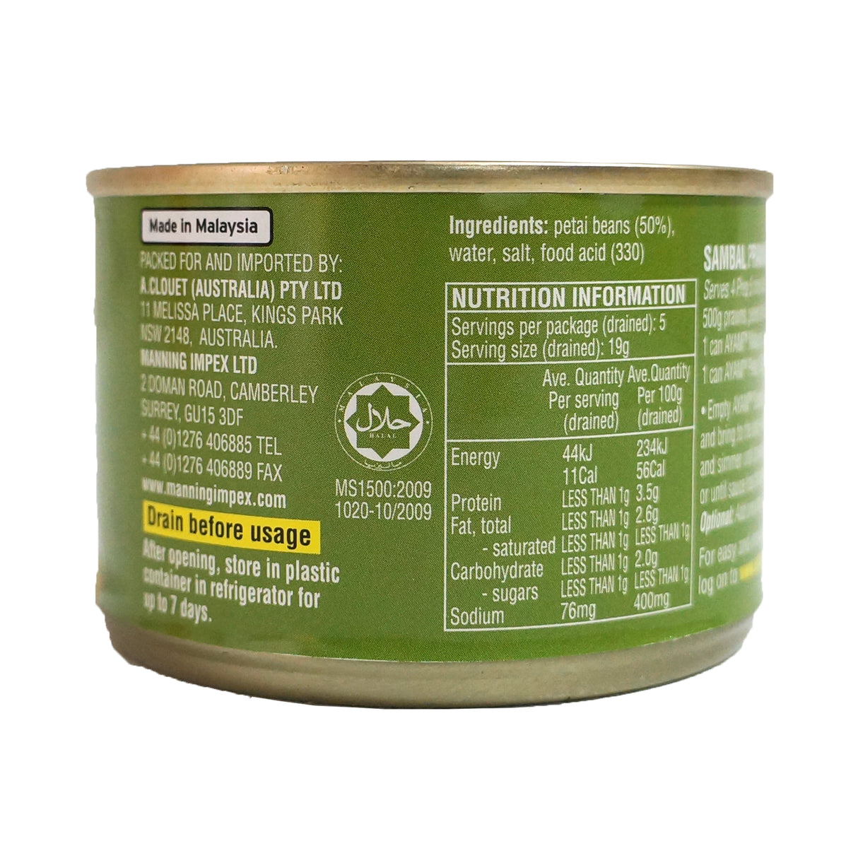 Ayam Brand Petai in Brine 170g Back