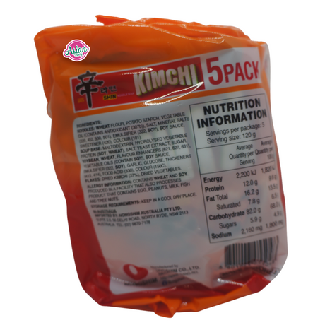 Nongshim Shin KIM CHI Ramyun 5pk 600g Back