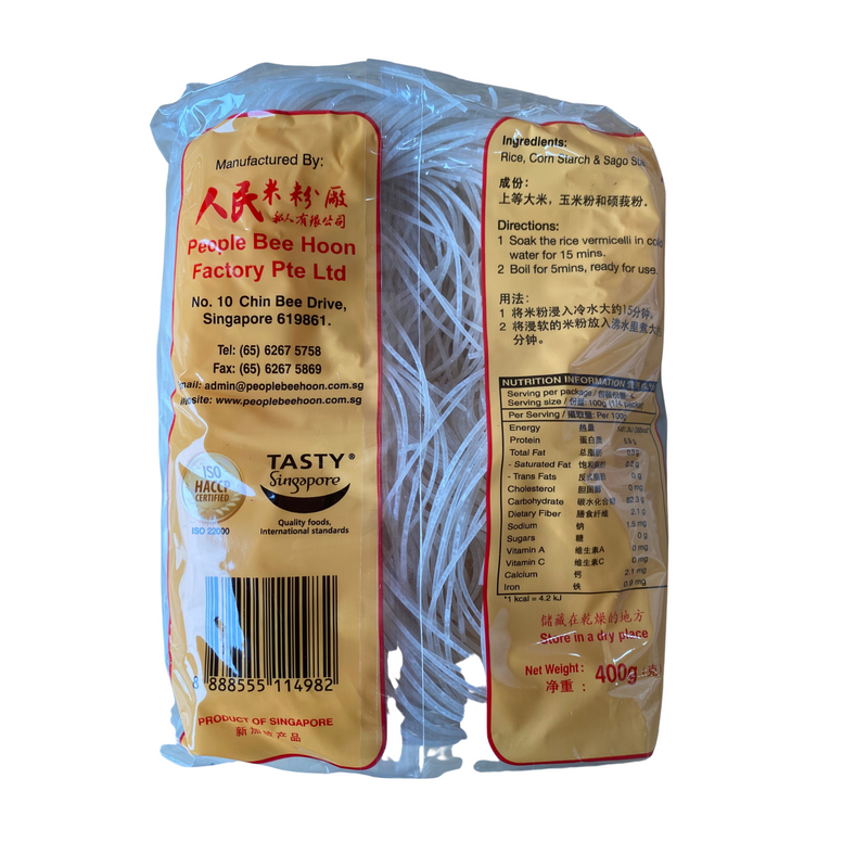 Chilli Brand Laksa Rice Vermicelli 400g Back