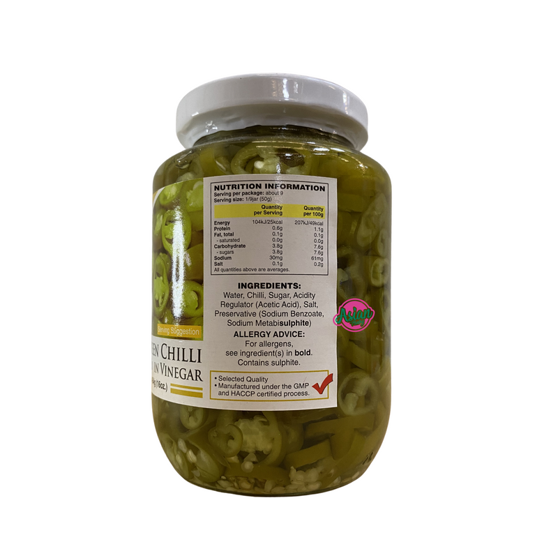 Penta Sliced Pickled Green Chilli 454g Back