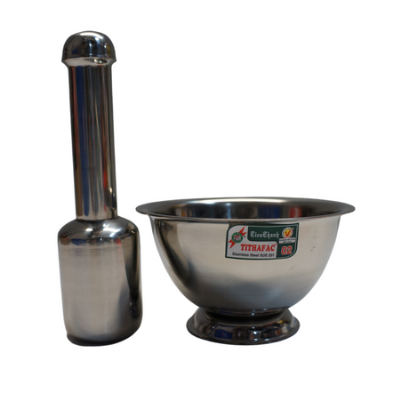 Tithafac Stainless Steel Mortar & Pestle 14cm 1set Back