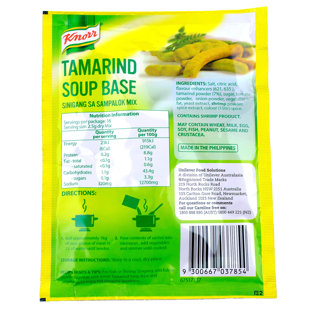 Knorr Tamarind Soup Base 40g Back