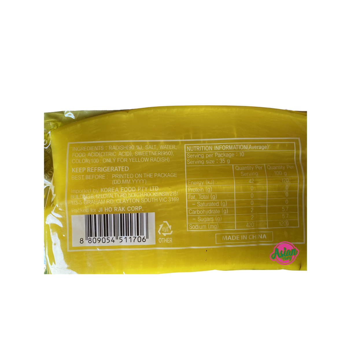 Korea Food Yellow Pickled Radish 350g Back