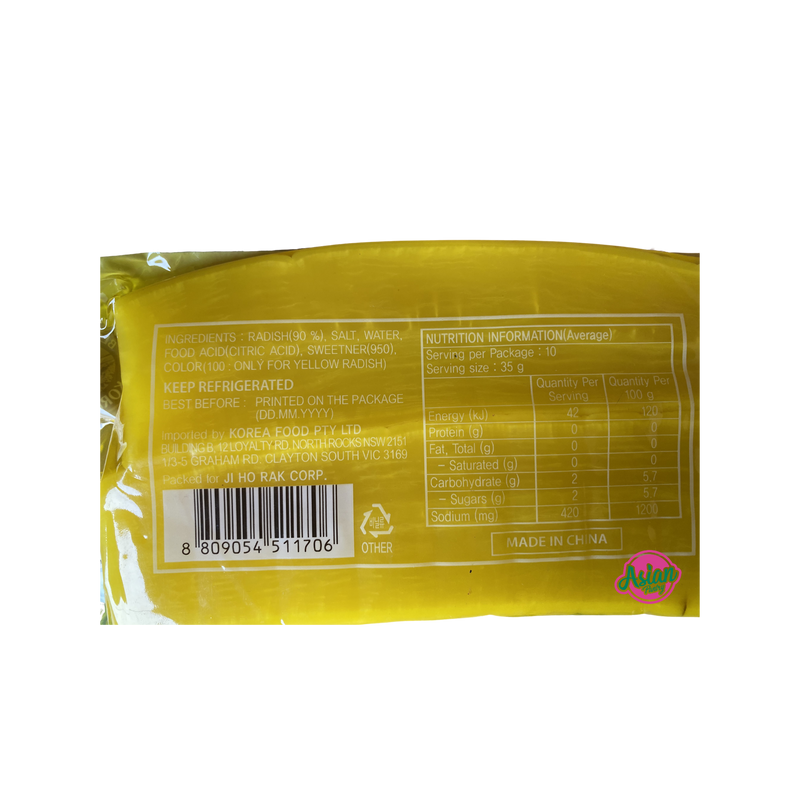 Korea Food Yellow Pickled Radish 350g Back