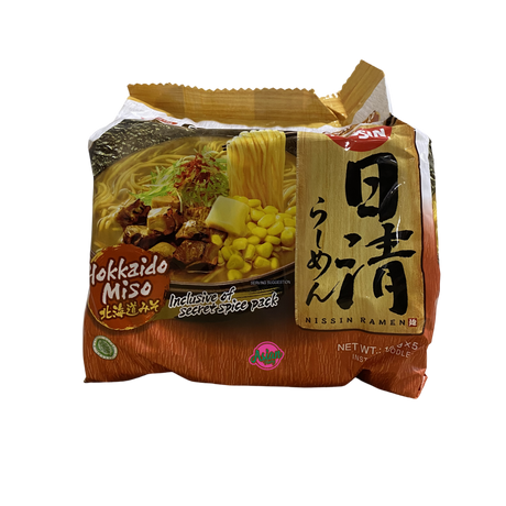 Nissin Ramen Hokkaido Miso 5 Pack 530g Front