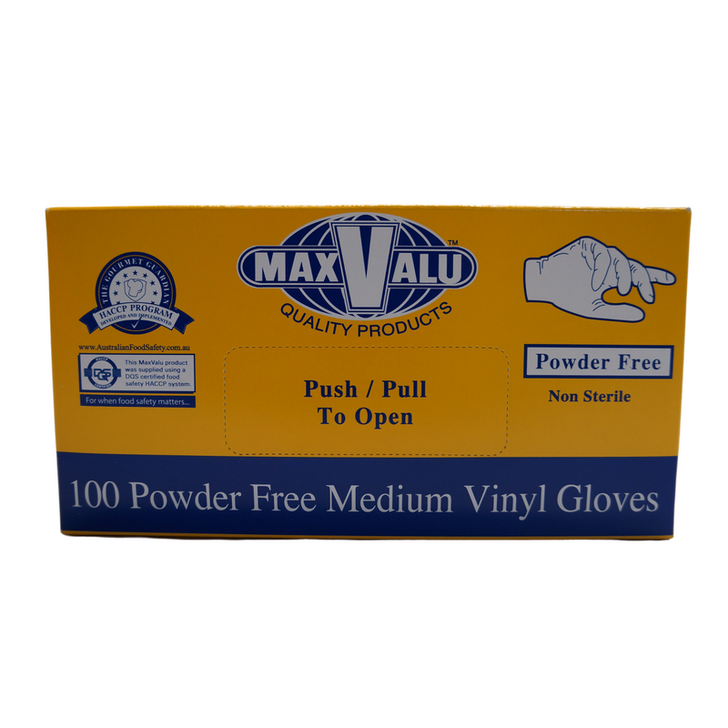 Maxvalu Powder Free Vinyl Gloves Medium 100pcs Front