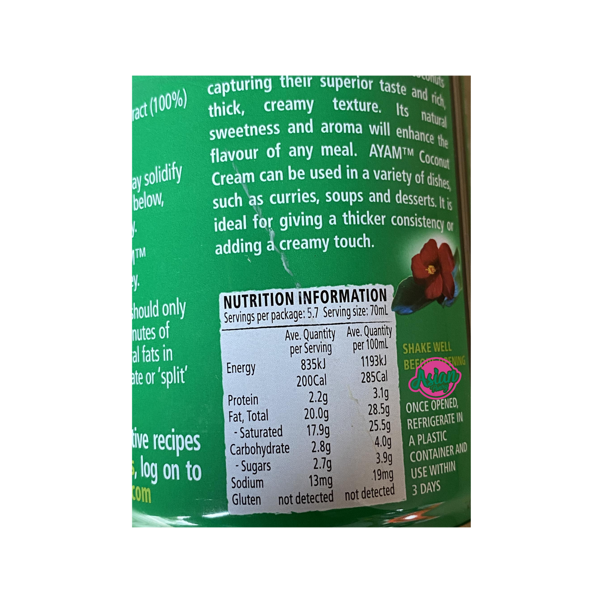 Ayam Brand Pure Coconut Cream 400ml Back