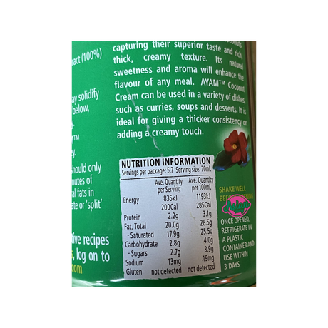 Ayam Brand Pure Coconut Cream 400ml Back