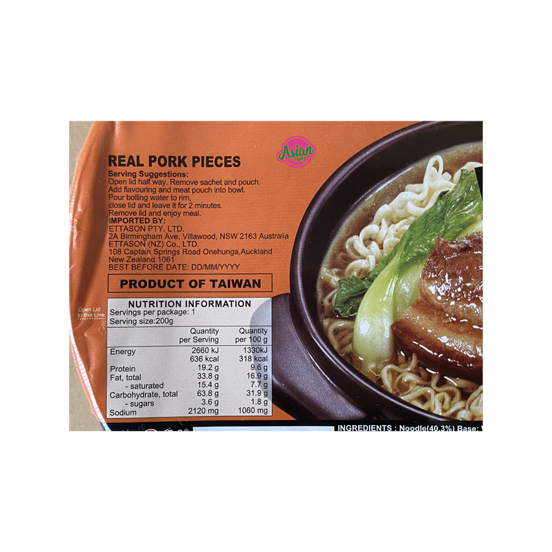 Ichiban Delicious Instant Noodle with Roast Pork 200g Nutritional Information & Ingredients