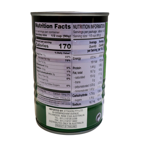 Aroy D Coconut Milk 400ml Back