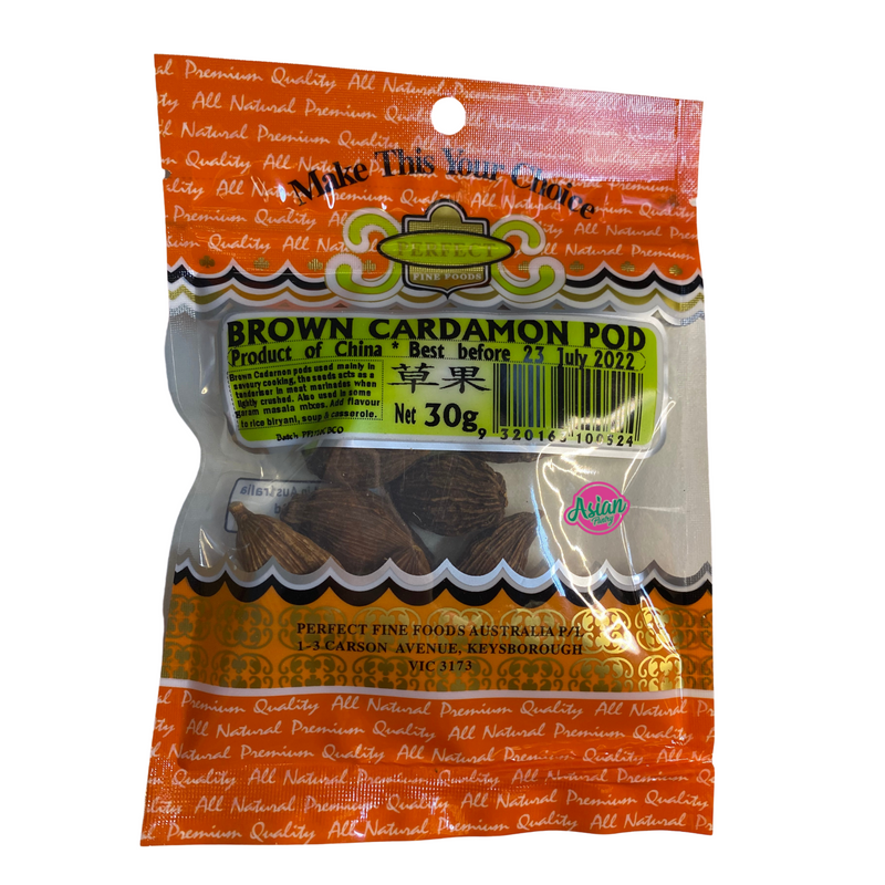 Perfect Fine Foods Brown Cardamom Pods 30g Front