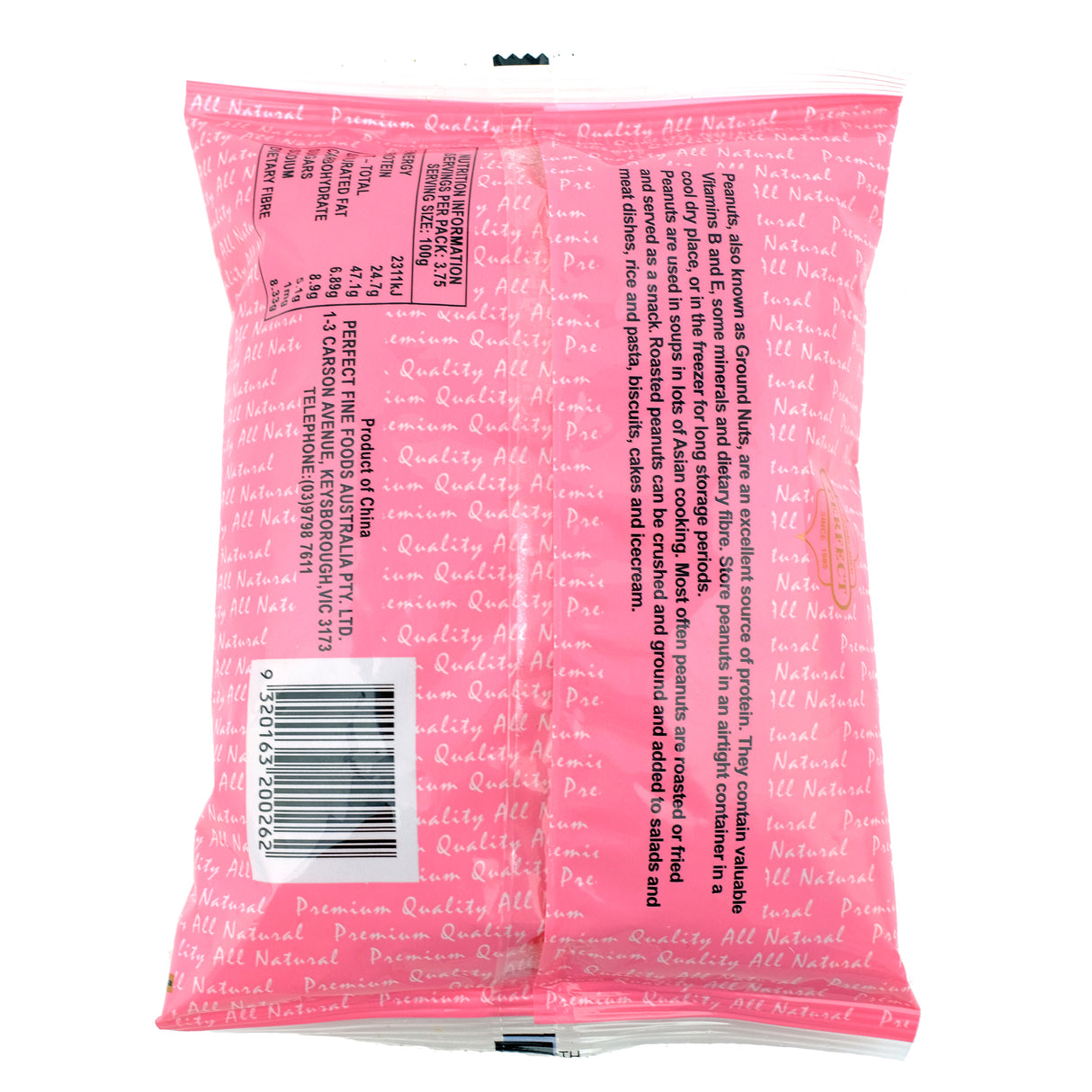 Perfect Fine Foods Blanched Peanuts 375g Back