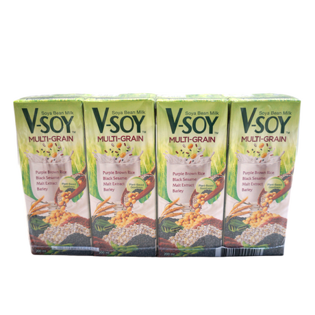 V-Soy Multigrain Soya Bean Milk 4x200ml 800ml Front