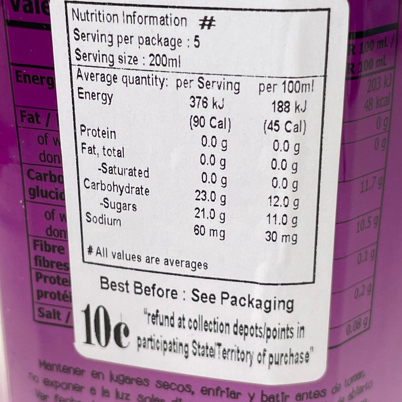 Mogu Mogu Grape Juice with Nata De Coco 1L Nutritional Information & Ingredients