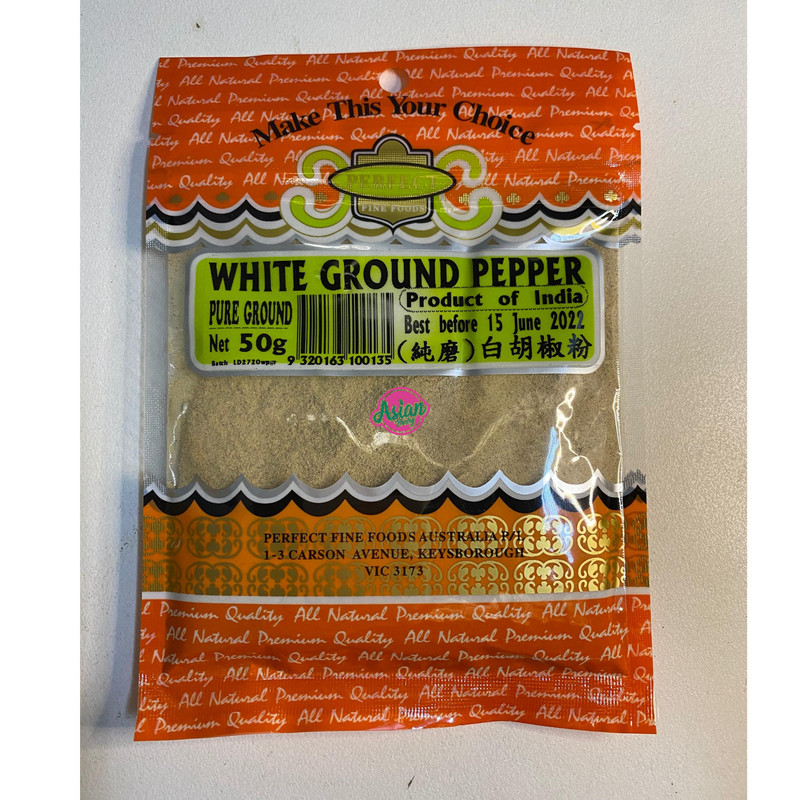 Perfect Fine Foods White Ground Pepper 50g Front