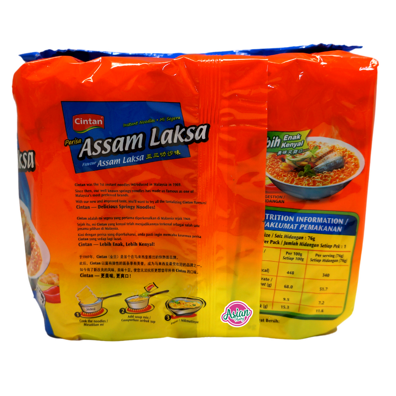 Cintan Instant Noodle Assam Laksa Flavour 355g Back
