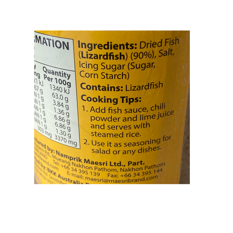 Maesri Fish Powder 180g Nutritional Information & Ingredients