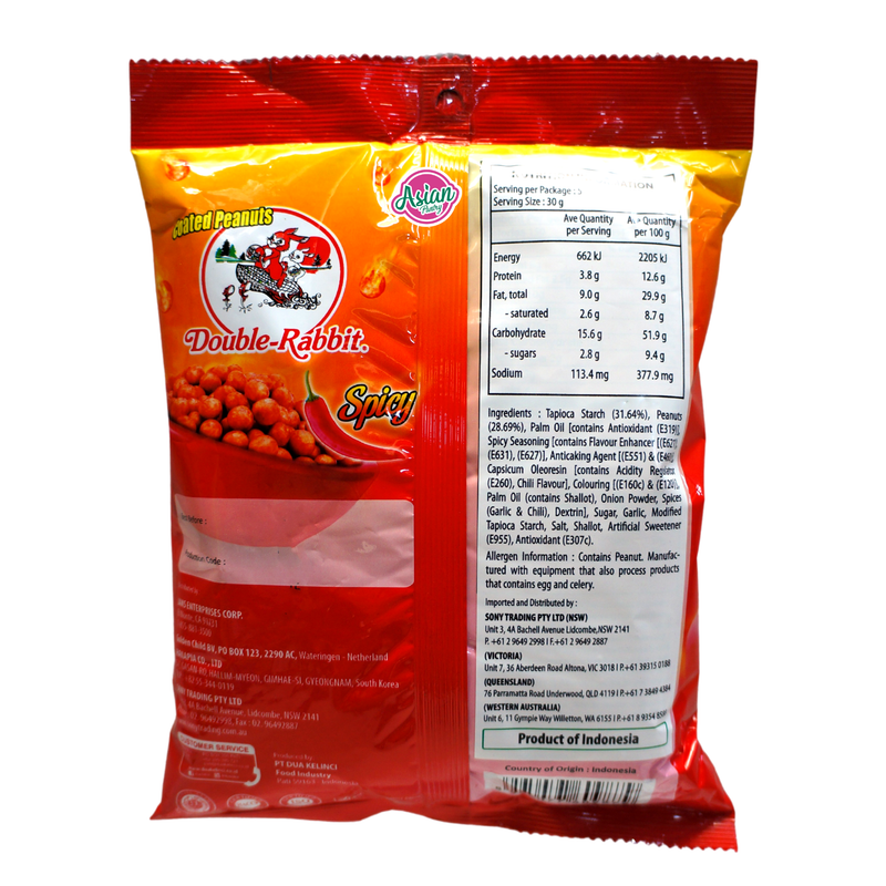 Double Rabbit Coated Peanuts Spicy 150g Back
