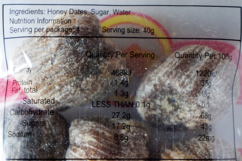 Goldfish Brand Dried Honey Dates 160g Nutritional Information & Ingredients