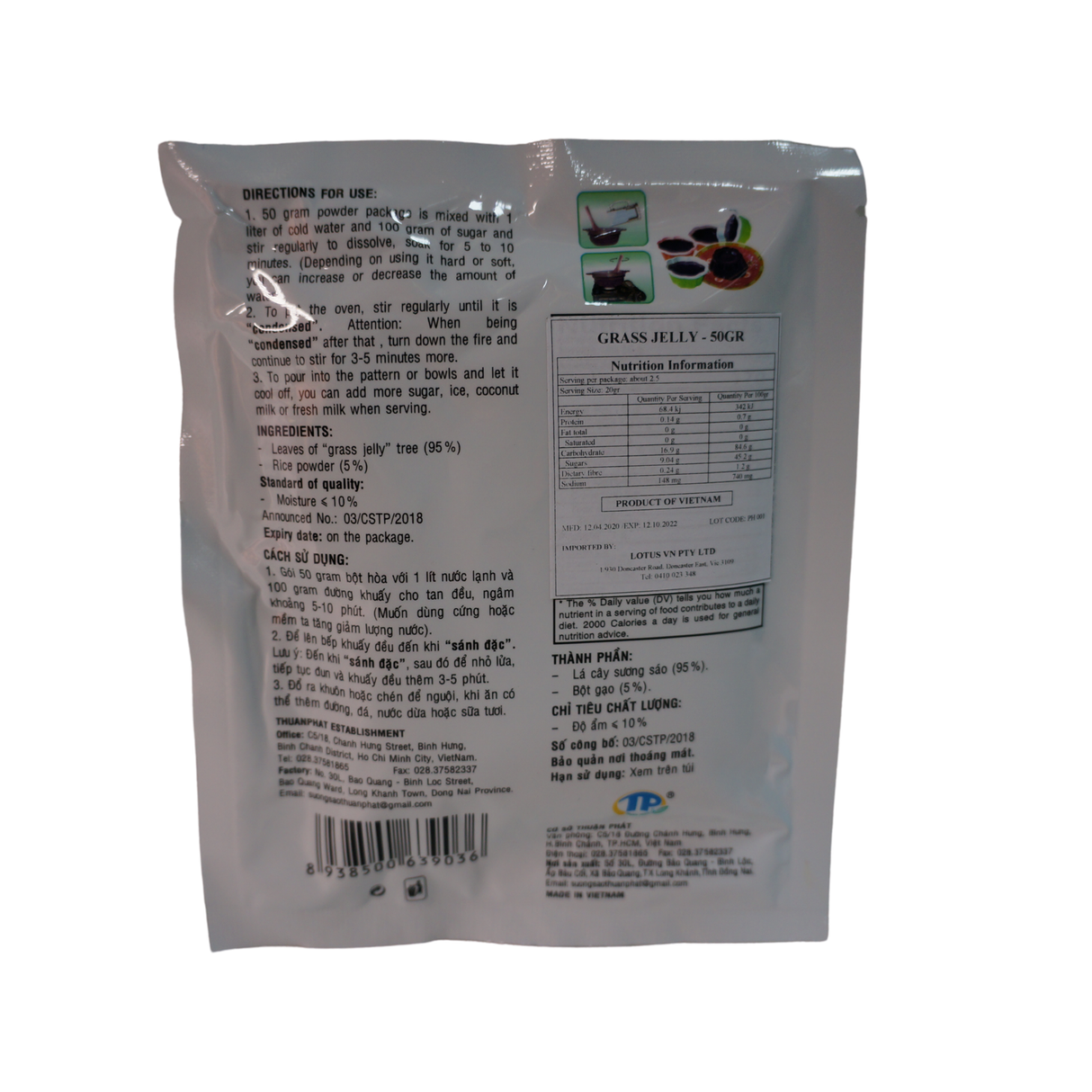 Thuan Phat Grass Jelly Powder 50g Back