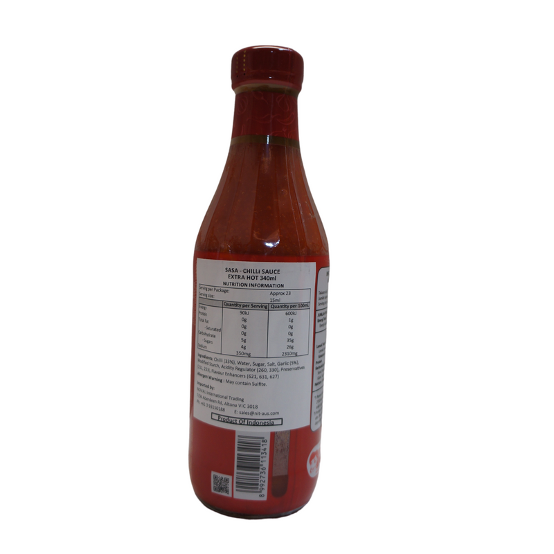 Sasa Extra Hot Sambal Chilli Sauce 340ml Back