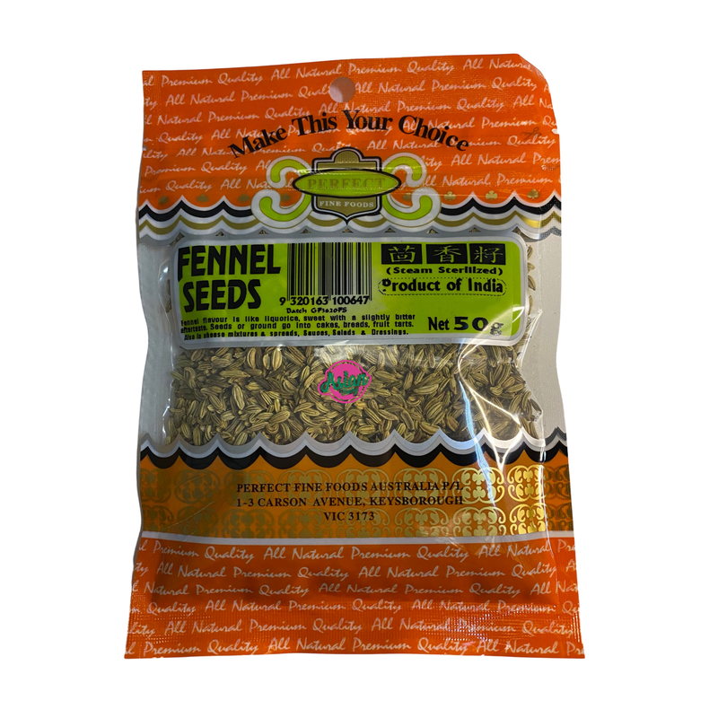 Perfect Fine Foods Fennel Seeds 50g Front