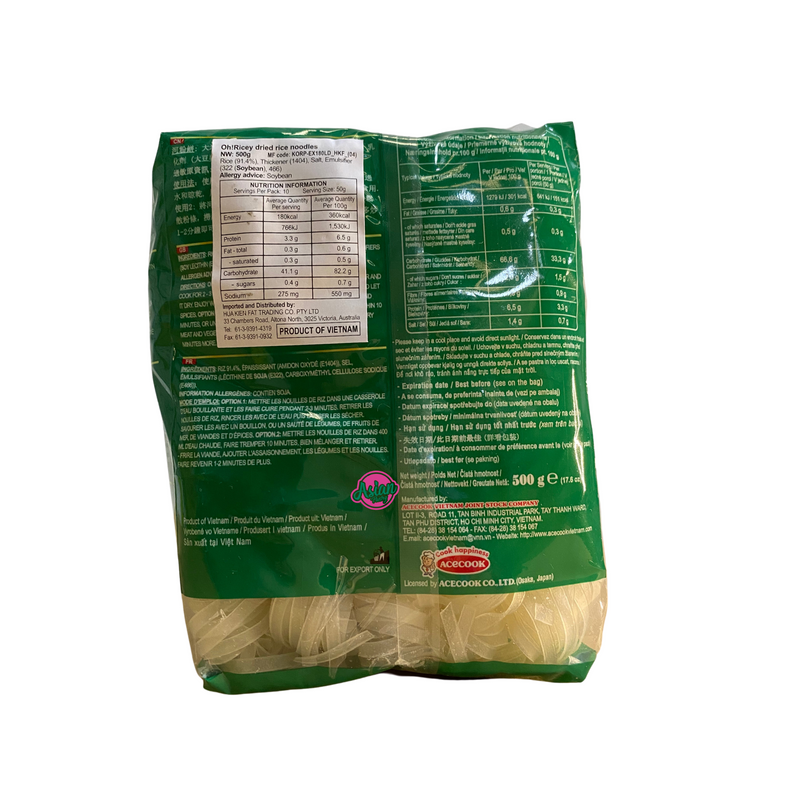 Acecook Oh Ricey Pho Rice Noodle 500g Back