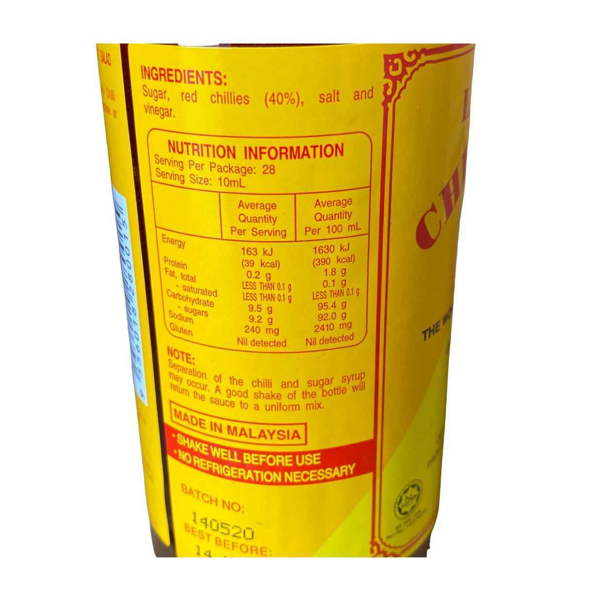 Lingham Chilli Sauce 280ml Back