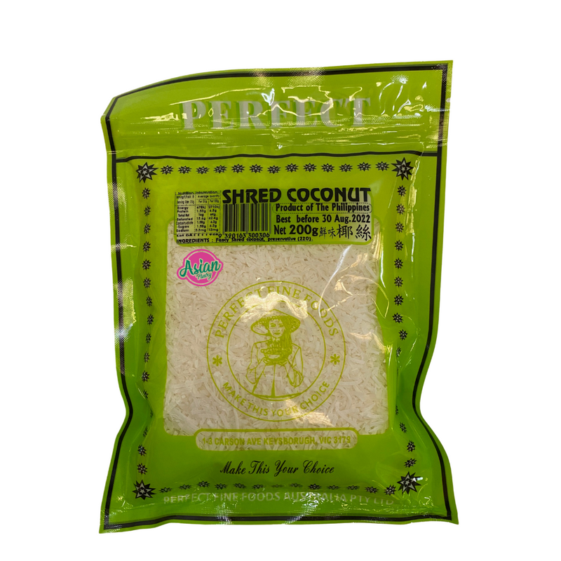 Perfect Fine Foods Shredded Coconut 200g Front