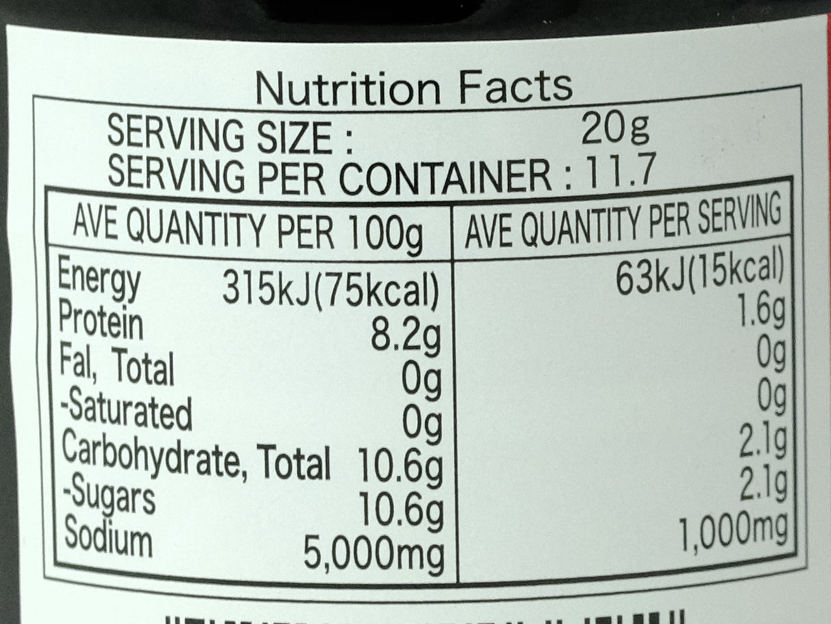 Kido Sashimi Soy Sauce 200ml Nutritional Information & Ingredients