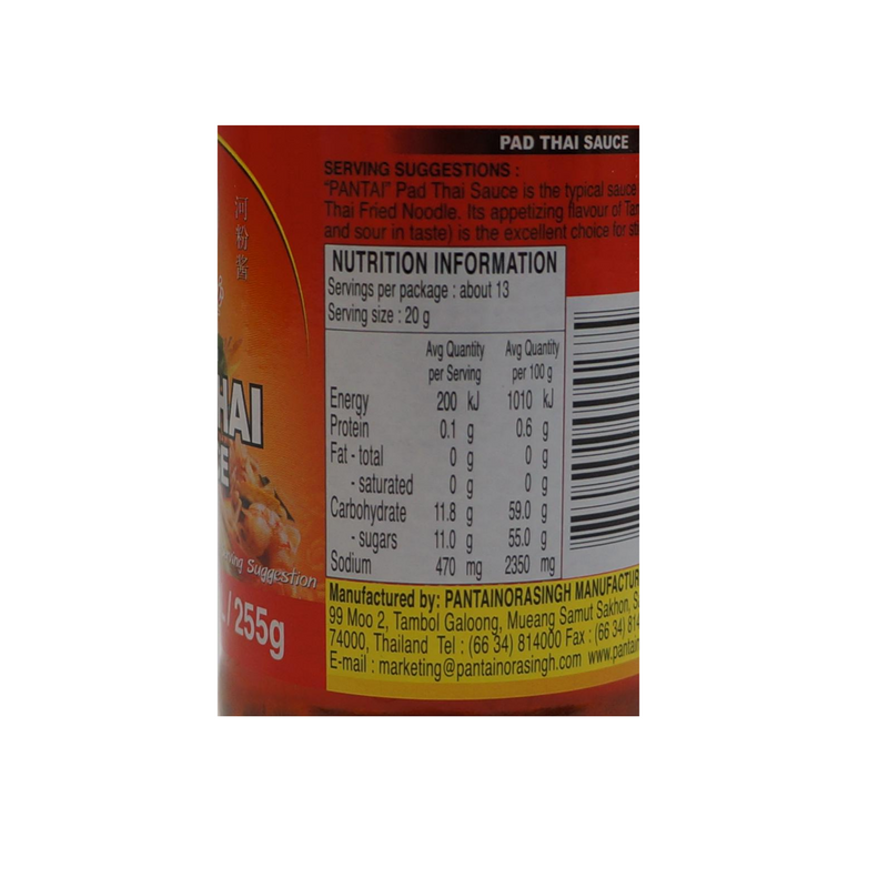 Pantai Pad Thai Sauce 200ml Nutritional Information & Ingredients