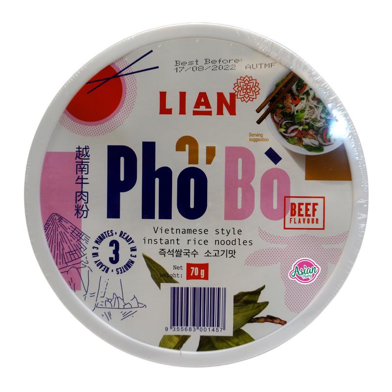 Lian Pho BEEF Instant Rice Noodle Bowl 70g Front