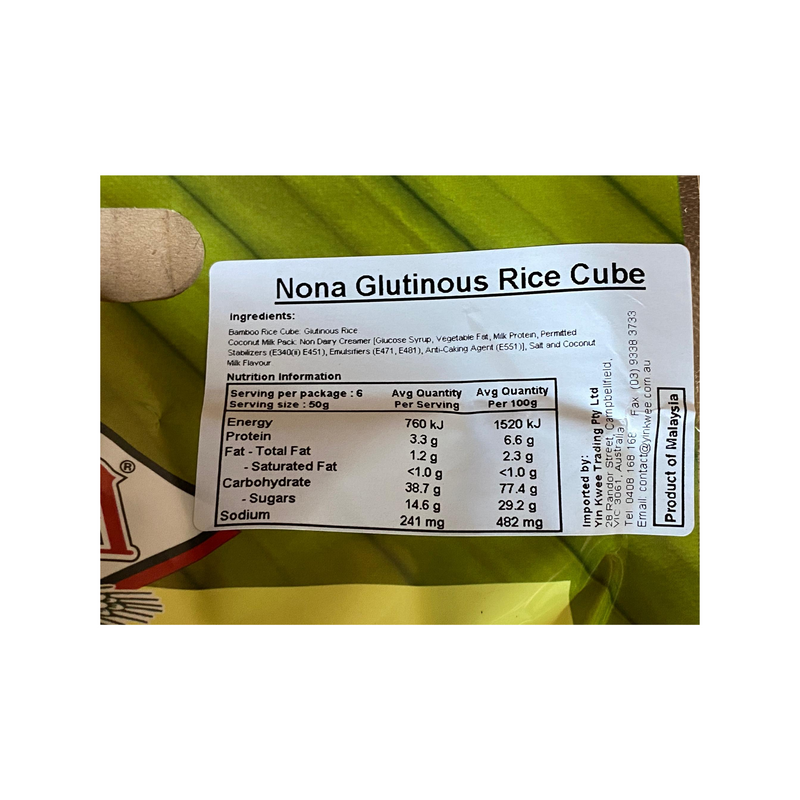 Nona Glutinous Rice Cube 336g Back
