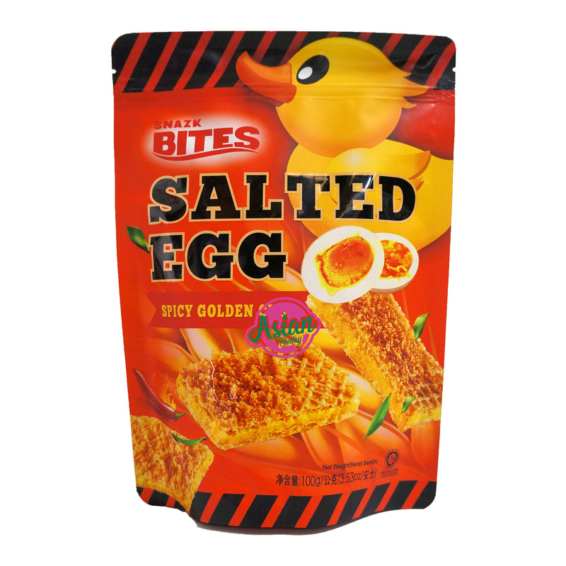 Snazk Bites Salted Egg Spicy Golden Cube 100g Front