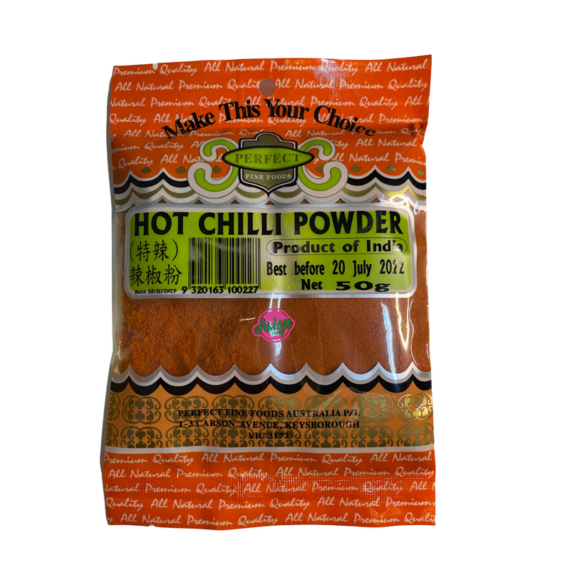 Perfect Fine Foods Hot Chilli Powder 50g Front