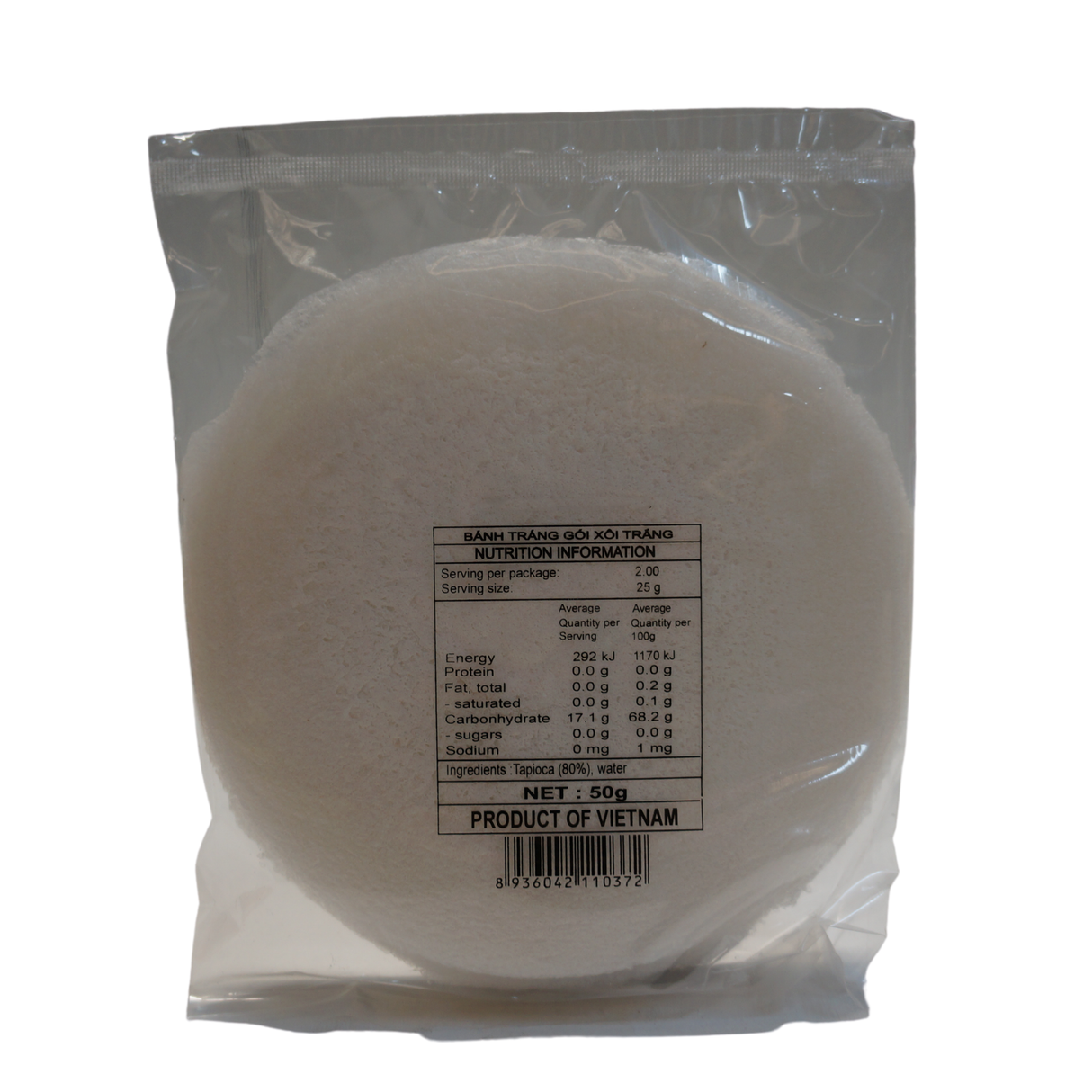 Horse Brand Tapioca Wrapper White 50g Back