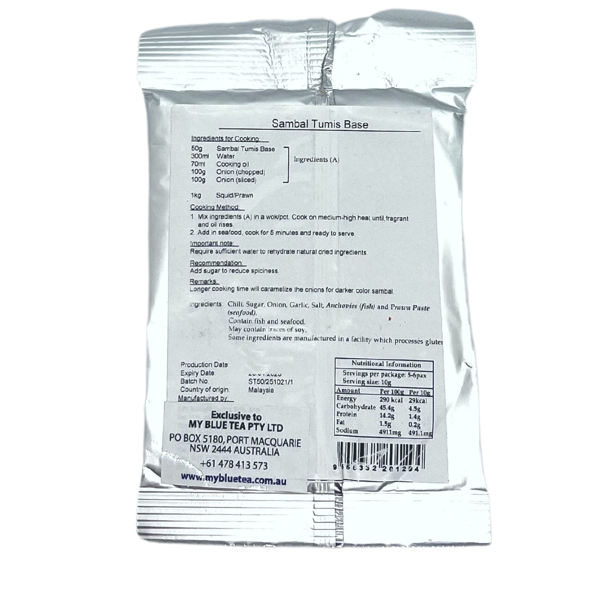Spargo Mills Sambal Tumis Base 50g Back