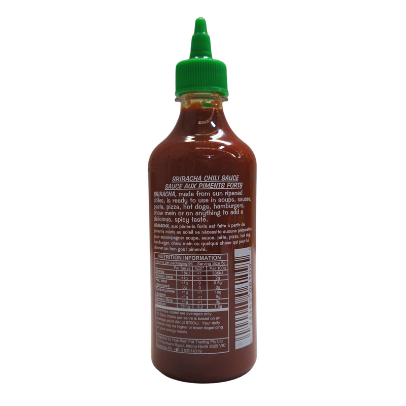 Huy Fong Sriracha Hot Chilli Sauce 481g Back