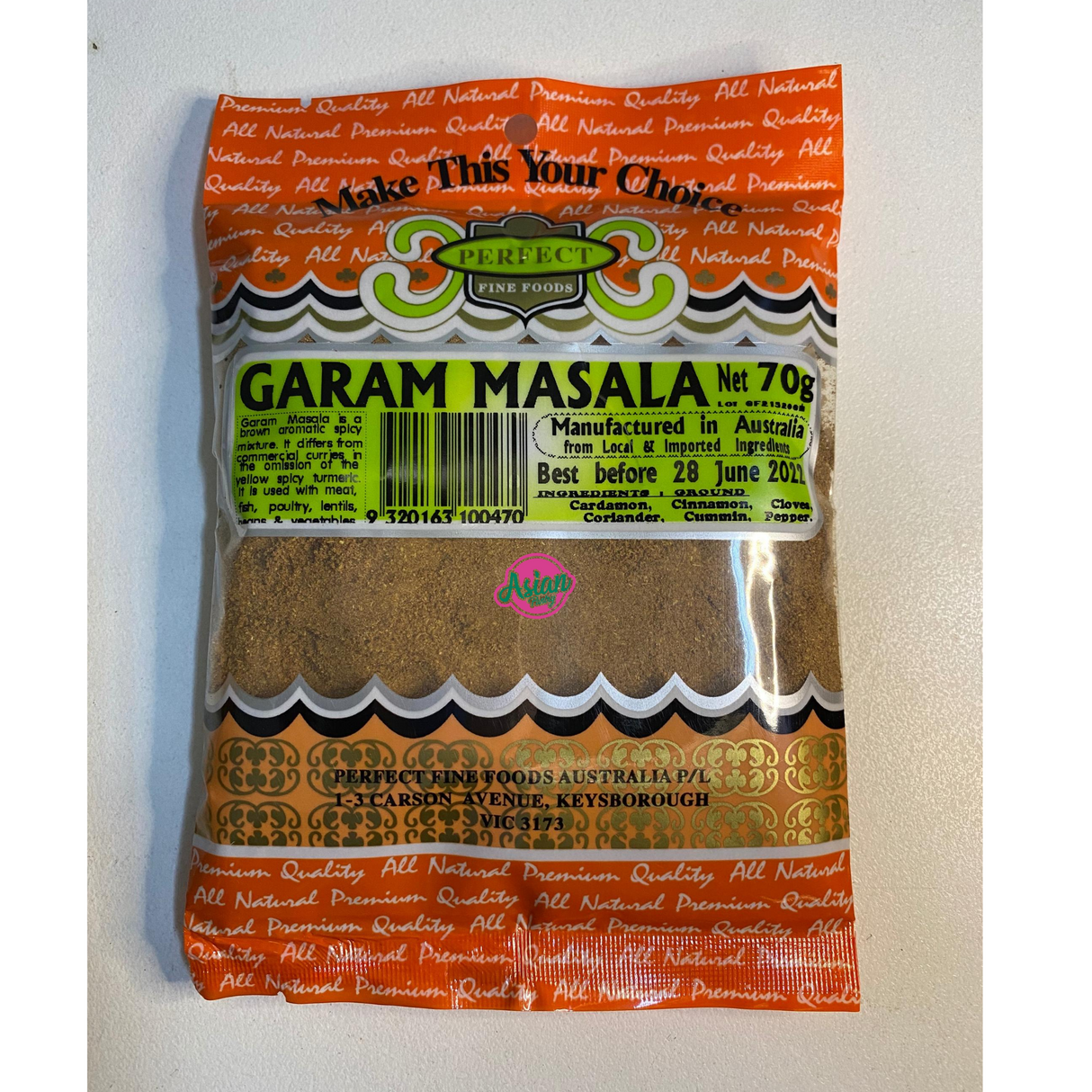 Perfect Fine Foods Garam Masala 70g Front