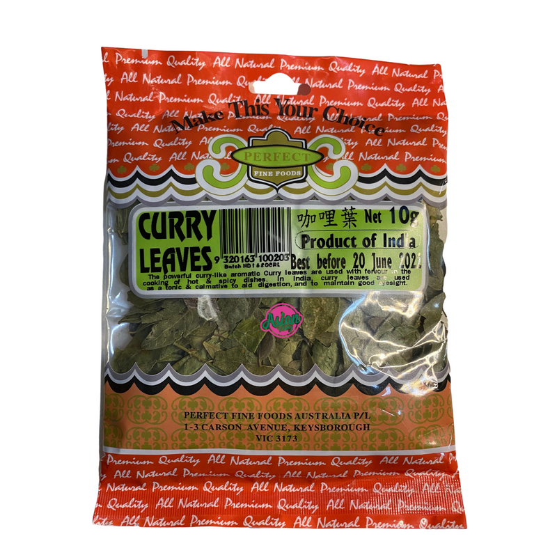 Perfect Fine Foods Curry Leaves 10g Front
