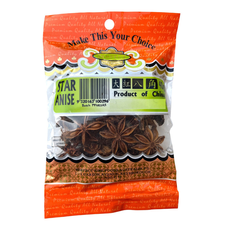 Perfect Fine Foods Star Anise Whole 40g Front