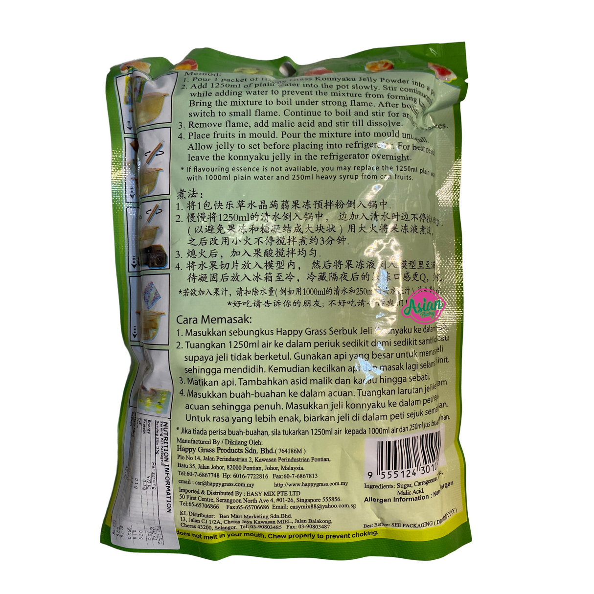 Happy Grass Konnyaku Jelly Powder Original 280g Back