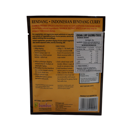 Bamboe Rendang Curry Seasoning Powder 35g Back