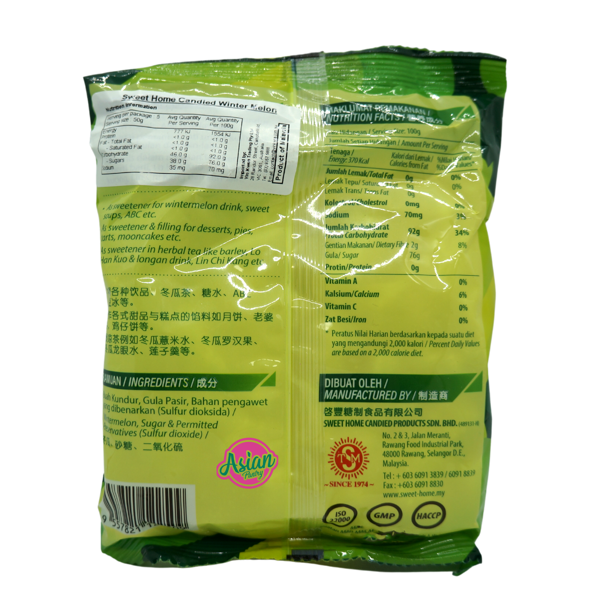 Sweet Home Candied Winter Melon 250g Back