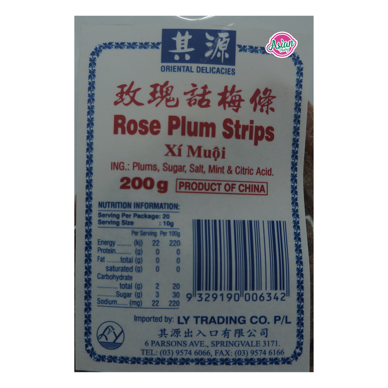 Oriental Delicacies Rose Plum Strips 200g Back