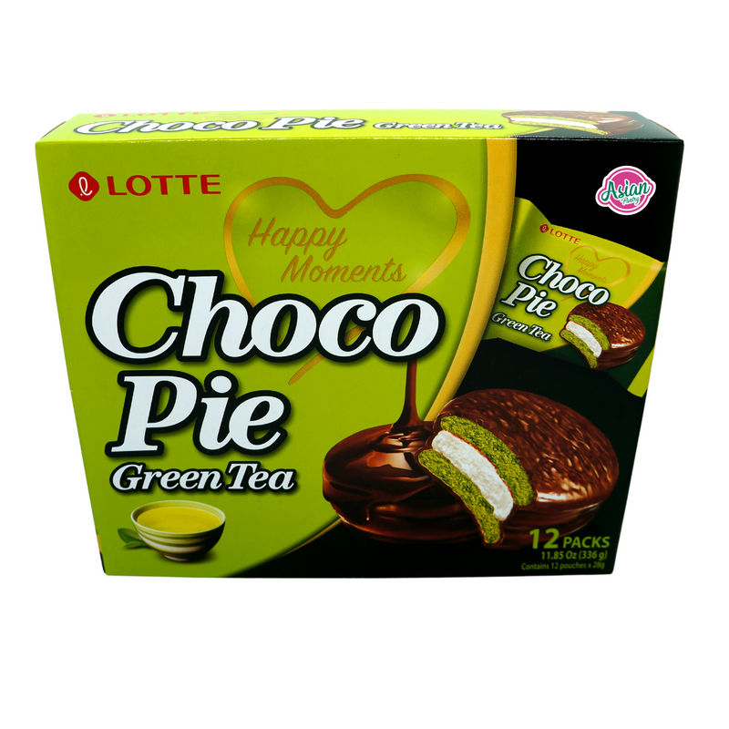 Lotte Choco Pie Green Tea Flavour 12pcs 336g Front
