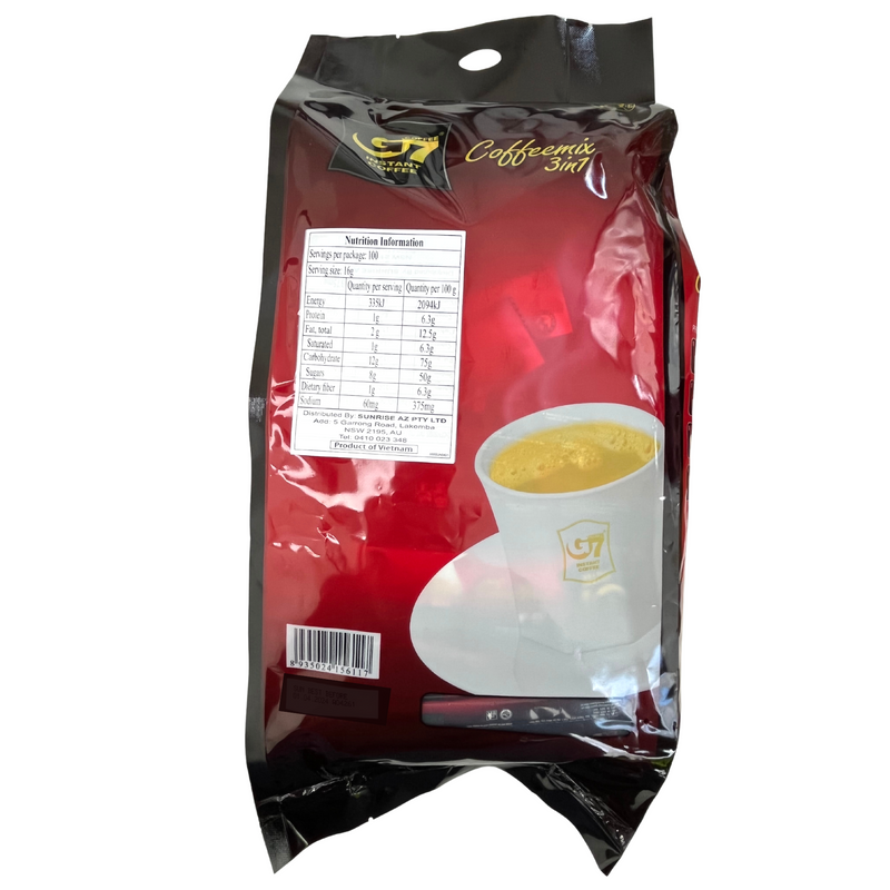 Trung Nguyen G7 3in1 instant coffee bag 100 sticks 1600g Back