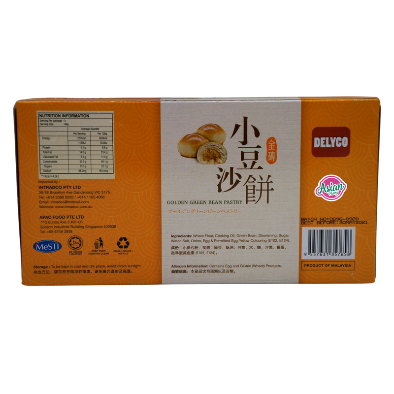 Delyco Golden Green Bean Pastry 300g Back