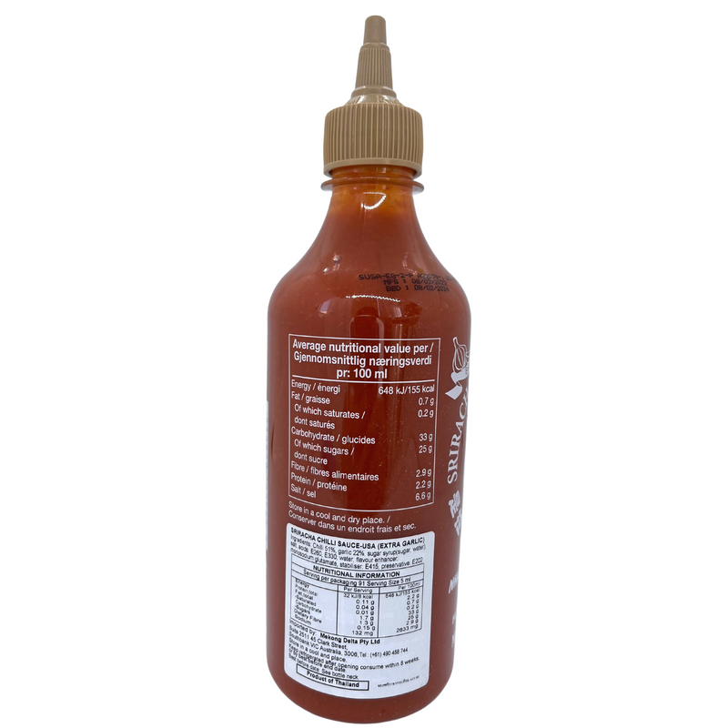 Flying Goose Sriracha Hot Chilli Sauce With Extra Garlic 455ml Back